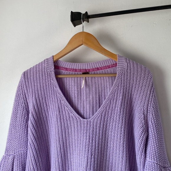 Free People S Damsel Bell Sleeve Knit Sweater - Picture 4 of 13